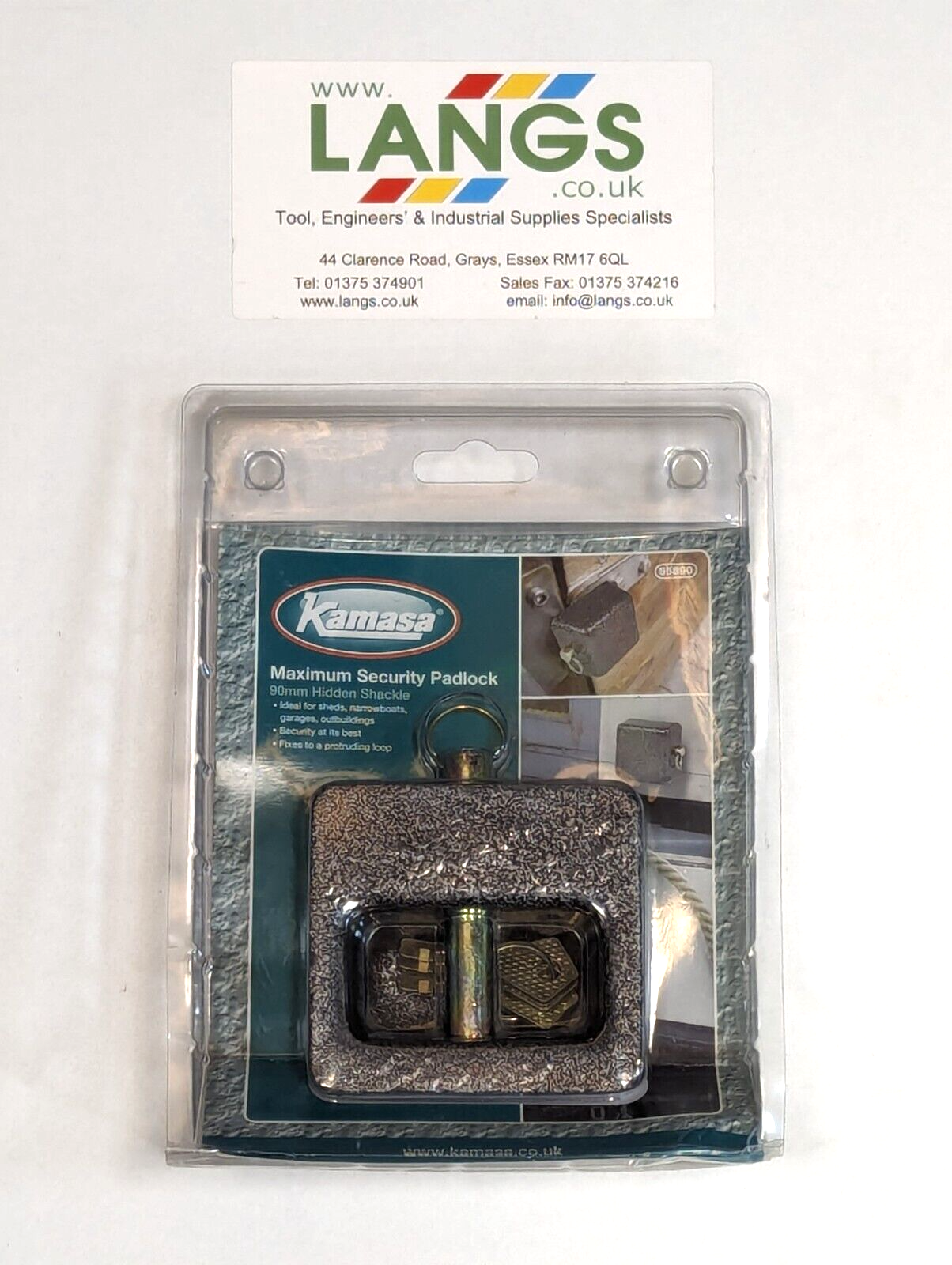 Kamasa 55890 Maximum Security Padlock 90mm - Hidden Shackle  -  New & Unused