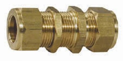 Messing Klemmverschraubung 3/8'' x 3/8'' Schottkupplung. Kupfer Oliven