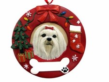 Maltese in a Wreath Dog Ornament PERSONALIZED FREE