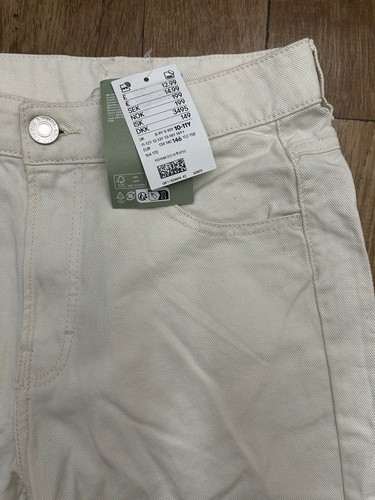 Pantalones Cortos H&M Niños Crema Denim Calce Suelto Hasta la Rodilla 10-11 Años - Imagen 3 de 5