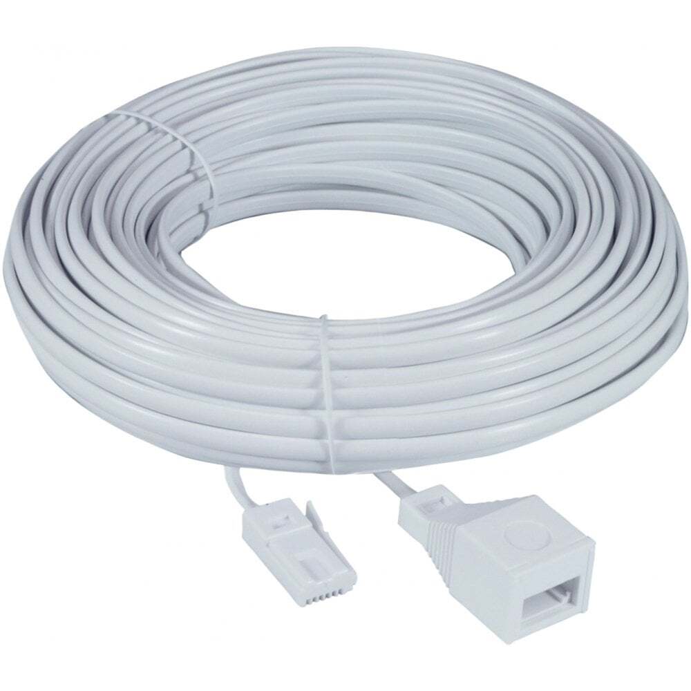 20M BT Telephone Extension Lead Standard Plug to Socket White Cable