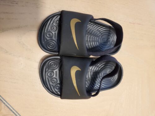 Nike Kawa Slide TD Kids Shoes Black and gold Toddler New without box, size  6c
