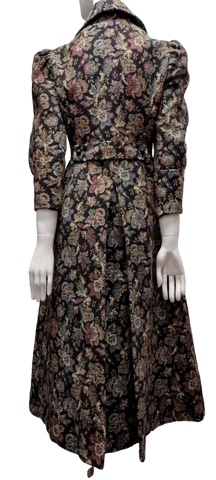 Casaco de tapeçaria boêmio vintage colarinho largo estilo vitoriano lavanda borgonha - Imagem 4 de 4