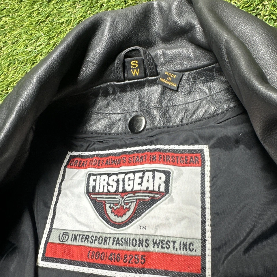 Women’s First Gear Black Leather Vented Motorcycle Jacket SW - Image 3 of 4