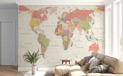 3D Graffiti World Map Compass Self-adhesive Removeable Wallpaper Wall Mural1 521
