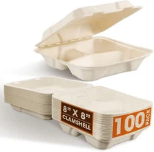 Cheer Collection 8x8 Compostable Takeout Containers