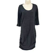 Express Sheath Dress Charcoal Grey Ruched Sides Modal Blend 3/4 Sleeve Size S