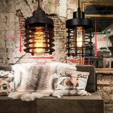 Rustic Vintage Industrial Iron Cage Lampshade Pendant Light Hanging Ceiling Lamp