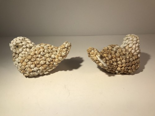 Vintage 1988 Folk Art Vintage Seashell Art Seashell Birds Original American Art - Picture 3 of 12