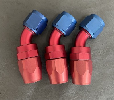 -10AN Swivel Hose Fitting 45 Degree Red/Blue 3 Pack
