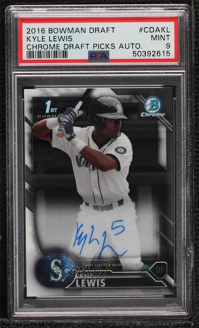 2016 Bowman Draft Chrome Pick Kyle Lewis #CDA-KL PSA 9 MINT Auto 09o1