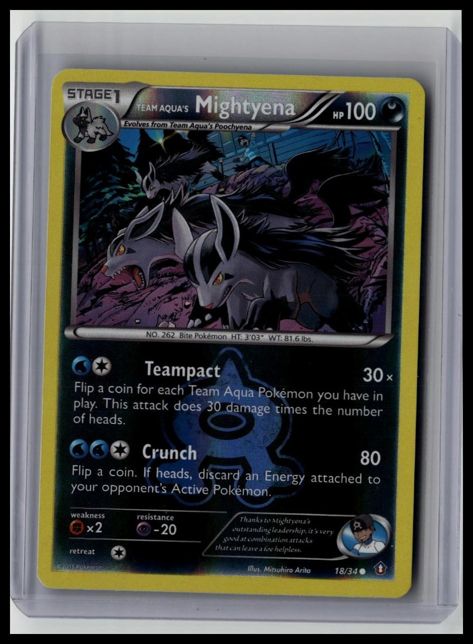 Team Aqua's Mightyena - Double Crisis 18/34 Common Reverse-Holo Pokemon TCG