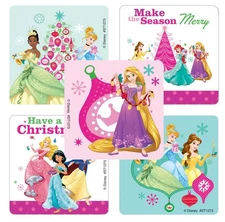 25 Disney Princess Christmas Stickers, 2.5"x2.5" each, Party Favors
