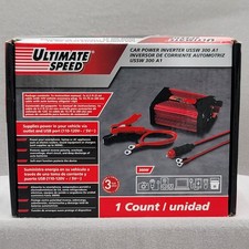 Ultimate Speed Car Power Inverter 300W USSW 300 A1 12V to 110V USB Ports Red Blk