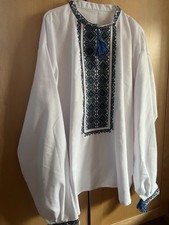 White Embroidered Men's Ukrainian Vyshyvanka Shirt Xxl
