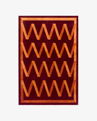 #ad Nordic Knots x Campbell Rey Folding Ribbon Burgundy Rug New Zealand Wool Rug $275.94