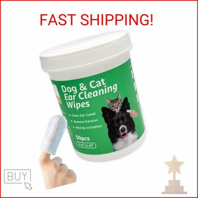 CTWPets Dog & Cat Ear Cleaning Wipes, Green Tea Scent, 50 Count