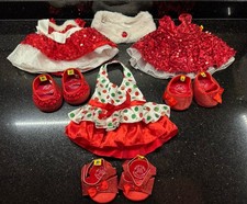 Build A Bear Christmas Dresses And Shoes Lot Holiday Fancy Red Dresses  Shoes