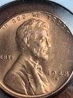 1948-S BU Uncirculated Lincoln Wheat Cent Choice RED Coin From OBW Bank Roll