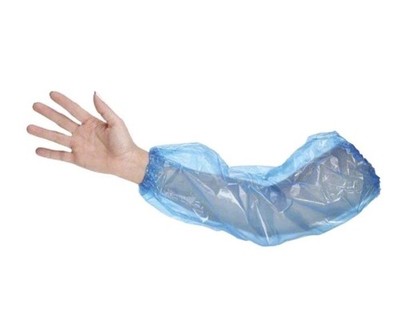 CONDOR 32TL74 Disposable Food Grade Latex Free Blue Sleeves, 18 in. L, PK100