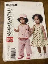 Butterick Pattern B5629 Baby SEE & SEW EZ Top~Dress~Panties~Pants & Hat Sz NB-L