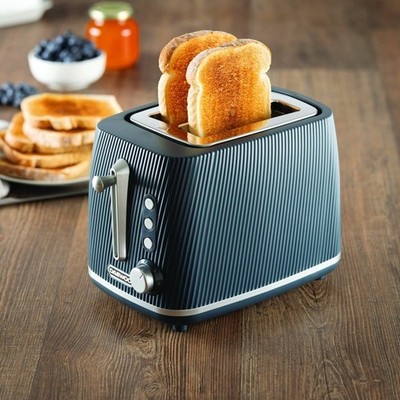 Daewoo Cascade 2-Scheiben-Toaster gerippt marineblau