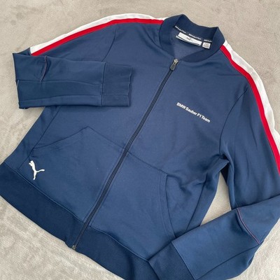 BMW Motorsport Puma Track Jacket Men Large Navy Multi Striped Sauber F1 Team