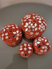 Boite A Bijoux, Coffret En Métal Orné De Petit Miroir Et Perles Poupées Russes 