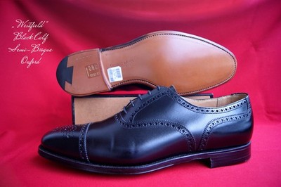 Crockett & Jones UK 9.5 E Westfield Black Calf Semi Brogue Oxford NEW ORIGINAL BOX