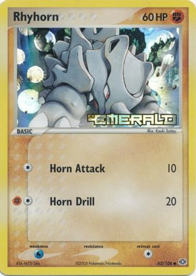 NM-Mint Rhyhorn - 62/106 - Common - Reverse Holo Pokemon Emerald