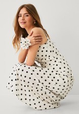 Ellos Plus Size Sleeveless A-Line Long Midi Dress With Flower Pin