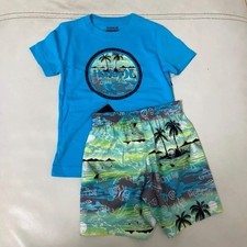 Hurley Colorful Sea palm trees ocean lovers shorts set 8010