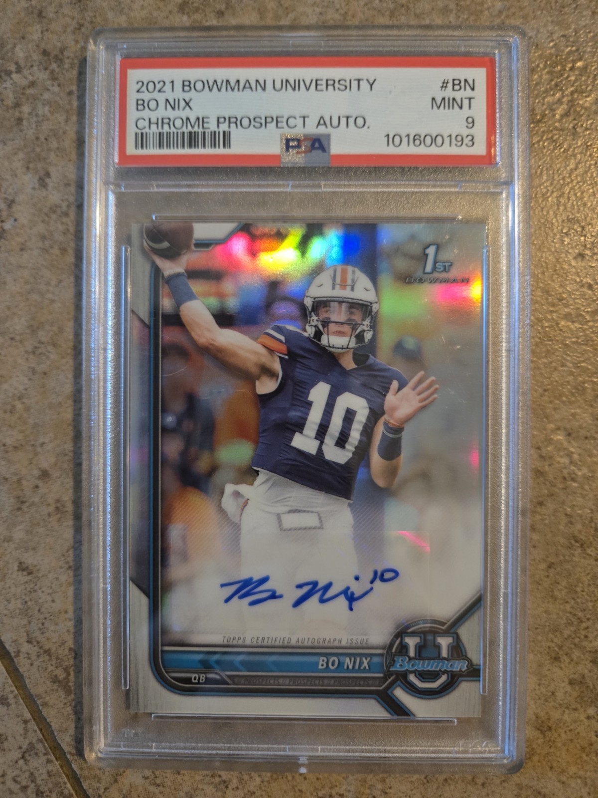 2021-22 Topps Chrome Bowman University BO NIX 1st RC Auto Refractor PSA 9 Mint