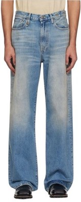R13 D'Arcy Loose Herren Jeans 33 Veiled Blau Schnurrhaare Verblichen Dirty Look