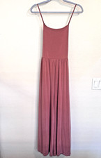 Lucky Brand Jumpsuit Womens M Wide Leg Knit Strappy Back Adjustable Casual