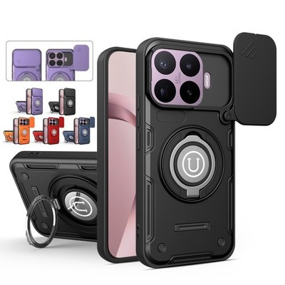 Magnetic Card Holder Slide Camera Armor Stand Back Case For Xiaomi 17T Pro / 17T