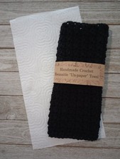 crochet handmade reusable unpaper  towel cloth kitchen black 1pc