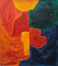 Serge Poliakoff Signed Abstract Oil Painting on Canvas - Modern Russian Art