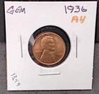 1936 LINCOLN WHEAT CENT - GEM - A4