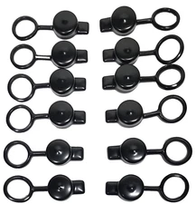 12) 7/8" ROUND BLACK TETHERED FITTING / CAP COVER