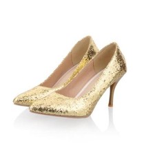 Women's Classic Pumps Pointed Toe High Heels Sequin Wedding Bling Party Shoes Sz