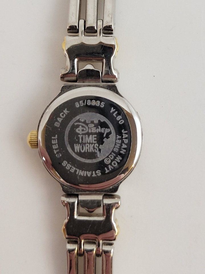 Vintage Disney Time Works Mickey Mouse Gold Tone Silver Metal Band Watch eBay