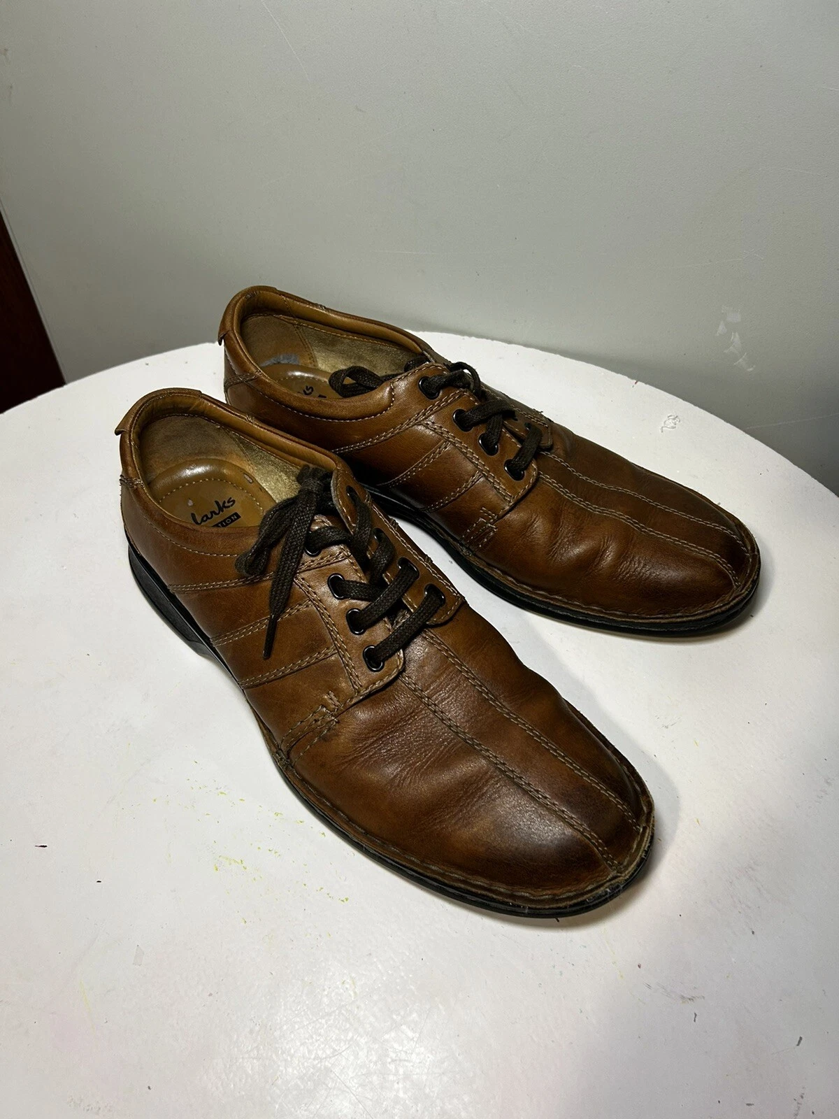 Scarpe Oxford casual stringate Clarks Touareg Vibe marrone pelle taglia 9
