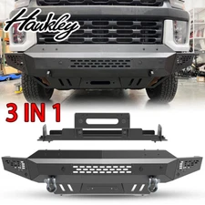 For 2020-2025 Chevy Silverado 2500 3500 HD Front Bumper w/Winch Plate&LED Lights