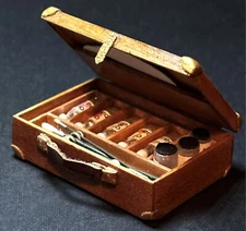 Vintage Artisian Signed D. Pettit Art Supplies Suitcase 1:12 Dollhouse Miniature