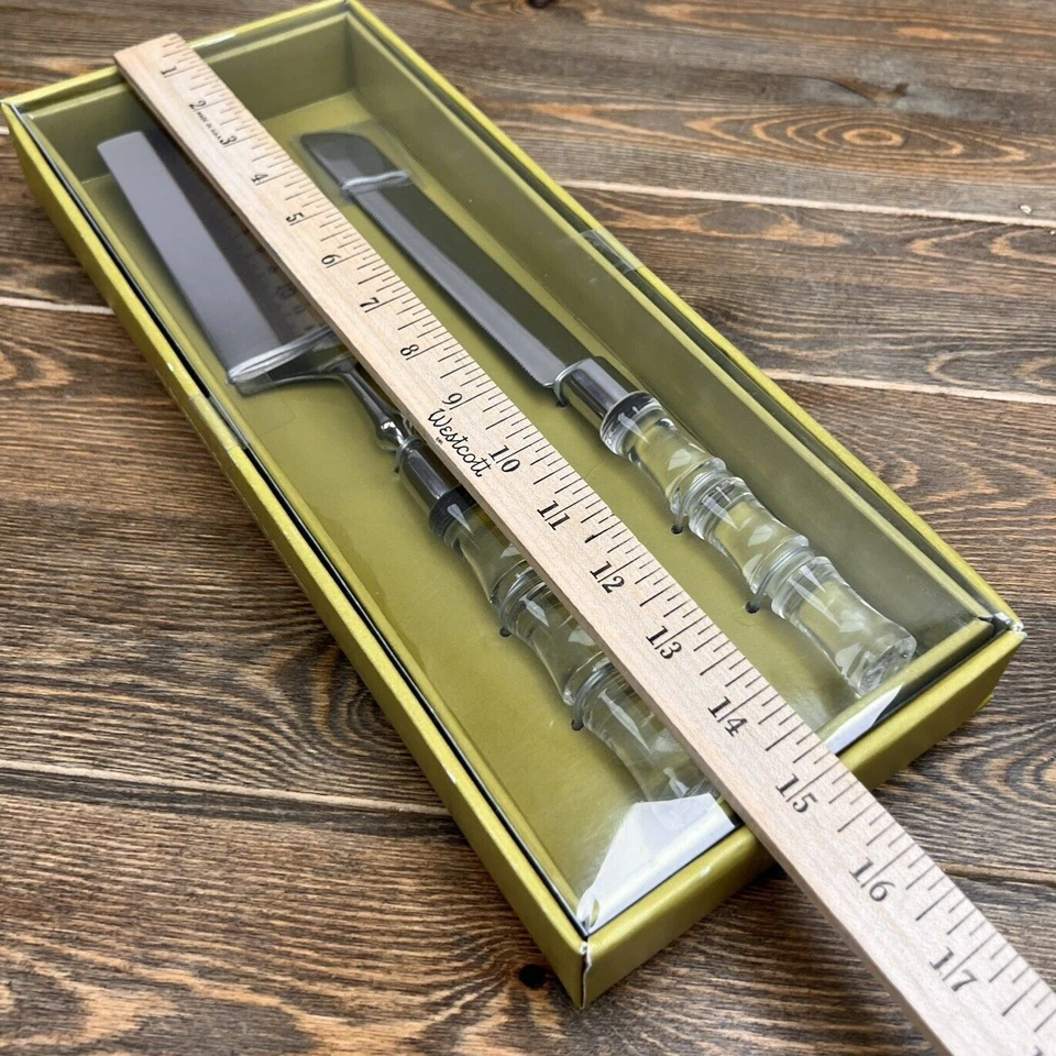 Pier 1 Importado Bolo de Casamento/Sobremesa Conjunto de Louça Novo Na Caixa Conjunto Prata Transparente - Imagem 2 de 4