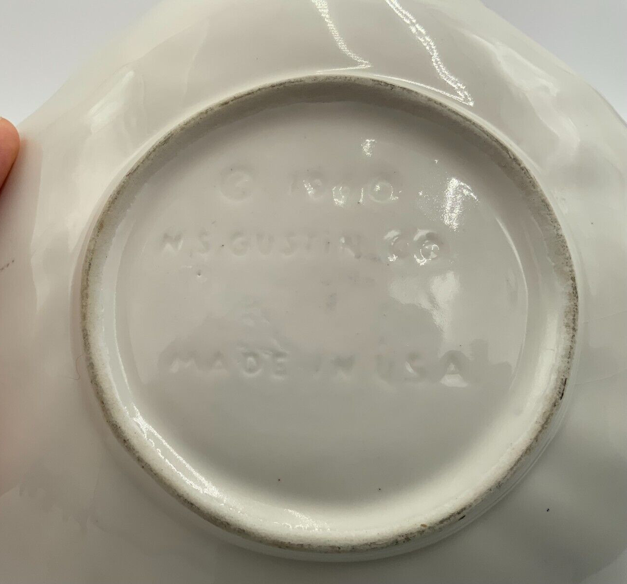 Vintage N. S. Gustin Pecan Nut Dish California Pottery Made in USA