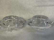 Pair of Royal Copenhagen Crystal Glass Votive Candle Holder Clear Swirl