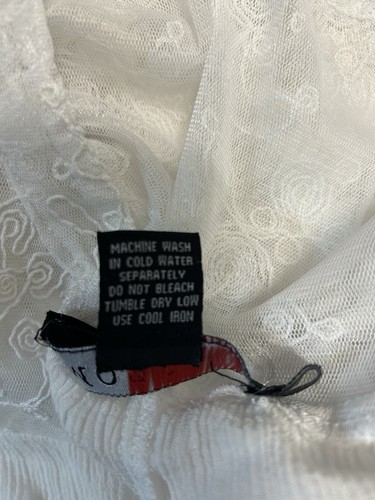 MOAS White Lace Front And Back Shoulder Blouse Tassel Tie Size Large - Picture 6 of 7