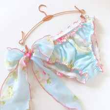 Womens Chiffon Floral Underwear Panties Knickers Briefs Lingerie Lace Up Ruffle